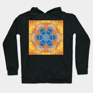 Cartoon Mandala Blue Orange and Yellow Hoodie